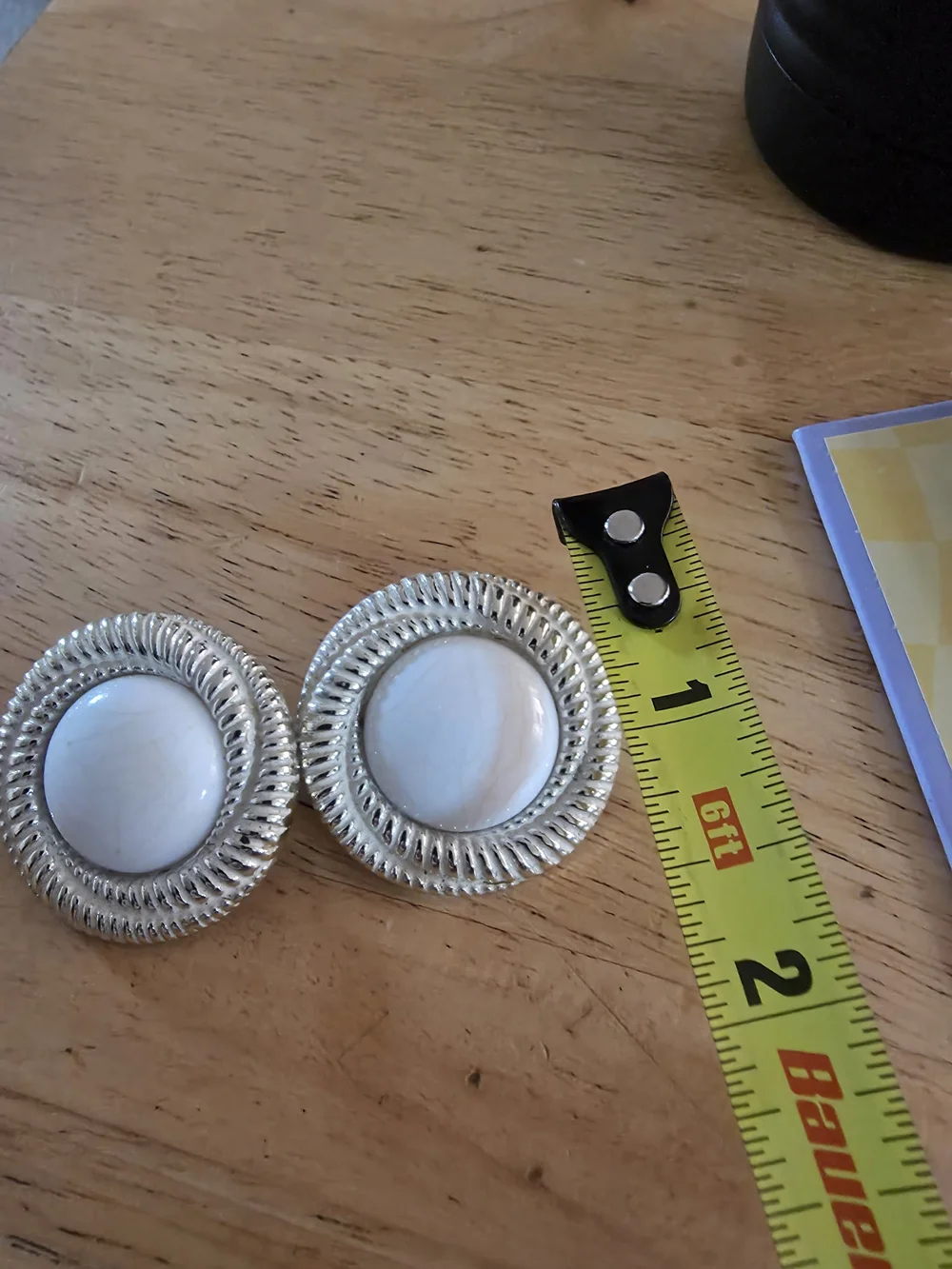 White Stone Silver-Tone Round Clip-On Earrings - Women Jewelry